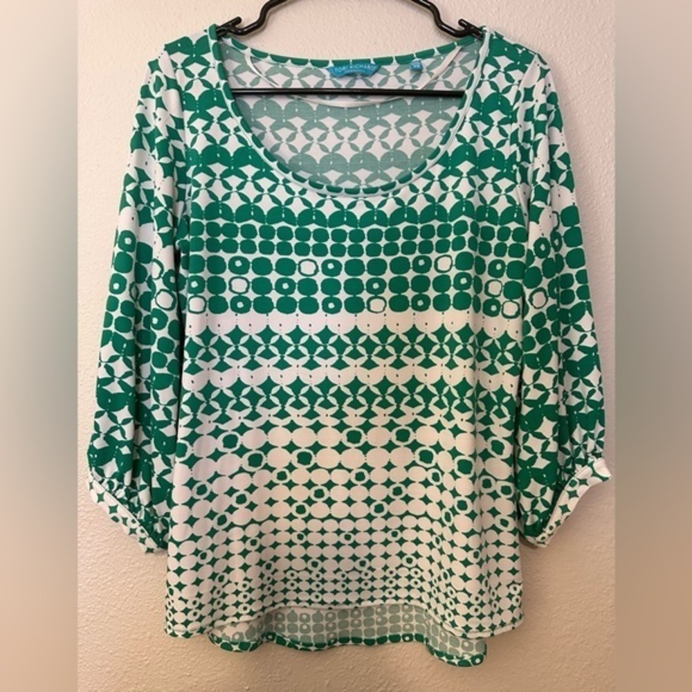 🌴Tori Richard Honolulu Hawaiian Green Dress Shirt Top Blouse Semi Long Sleeve🌴